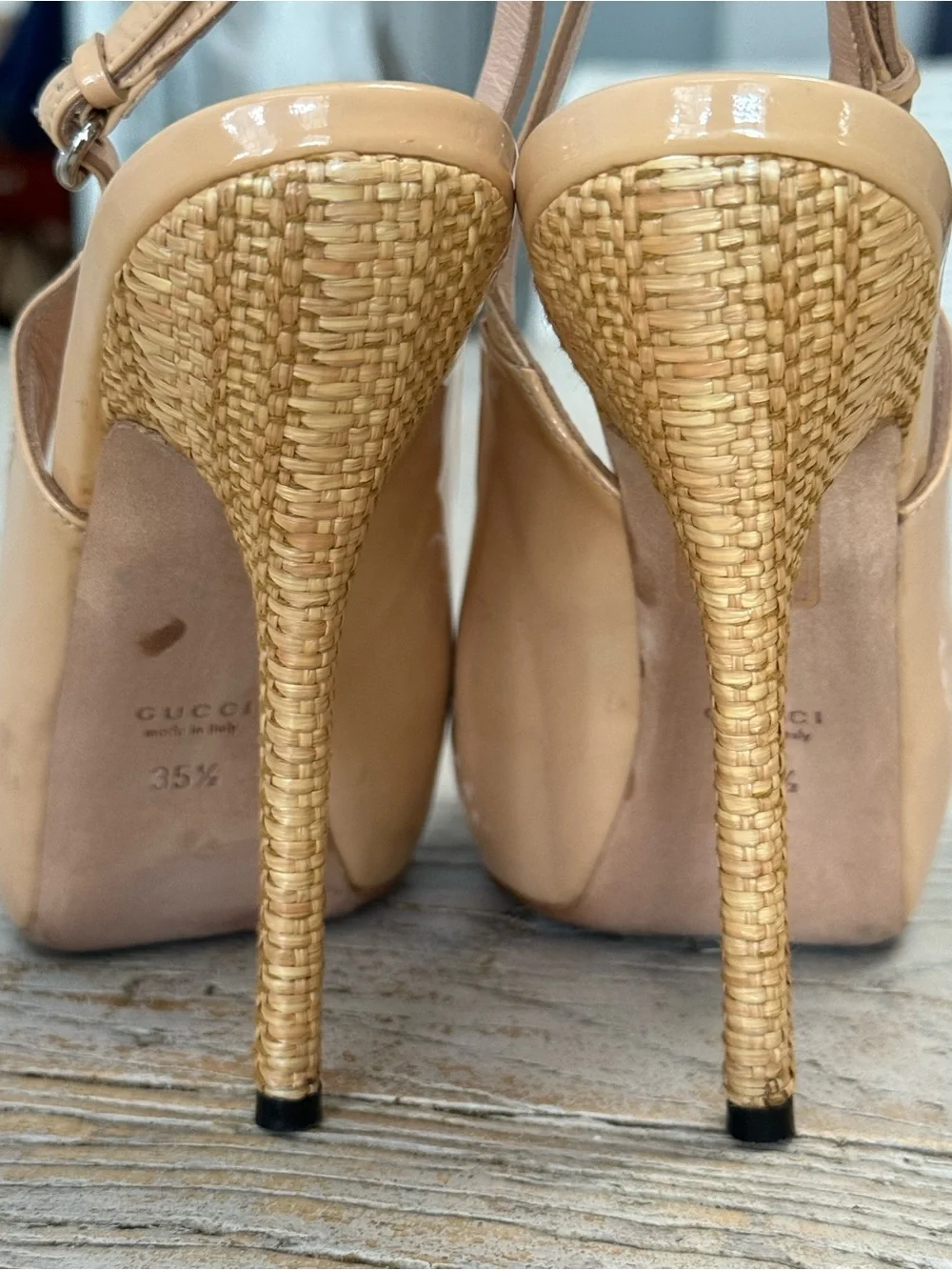 Gucci Peep Toe Platform Heels sling back size 35.5